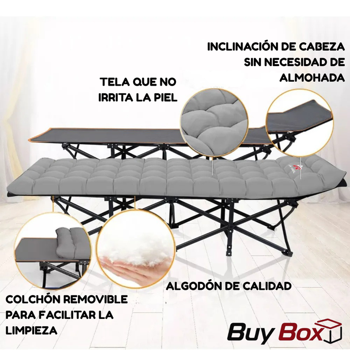 Cama Plegable Portátil Reforzada con Colchón Acolchado y Bolso Lateral