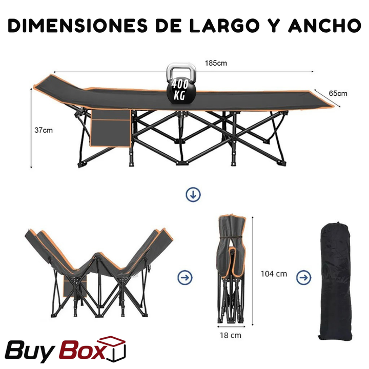 Cama Plegable Portátil Reforzada con Colchón Acolchado y Bolso Lateral