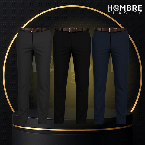 Kit de 3 Pantalones Masculinos en Seda Color Hielo y Elastano
