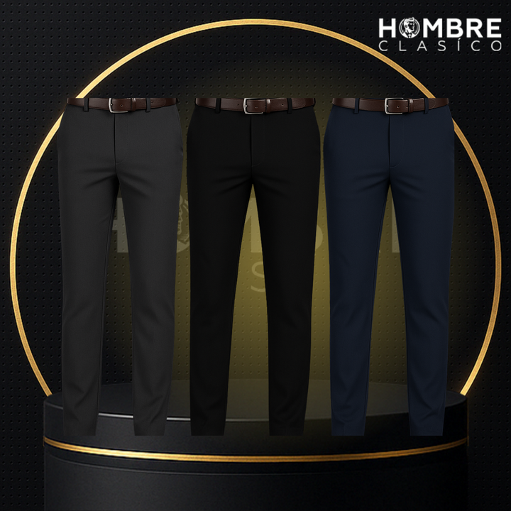 Kit de 3 Pantalones Masculinos en Seda Color Hielo y Elastano