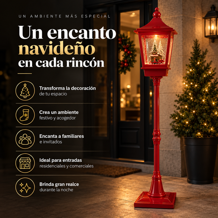 FAROL NAVIDEÑO MUSICAL 1,85 M CON LUZ LED, NIEVE EN MOVIMIENTO Y TREN