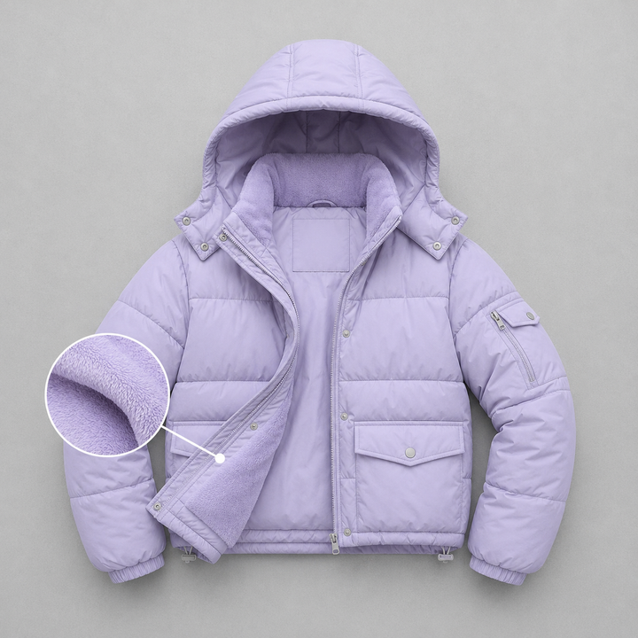 Campera Moderna con Capucha e Interior con Piel