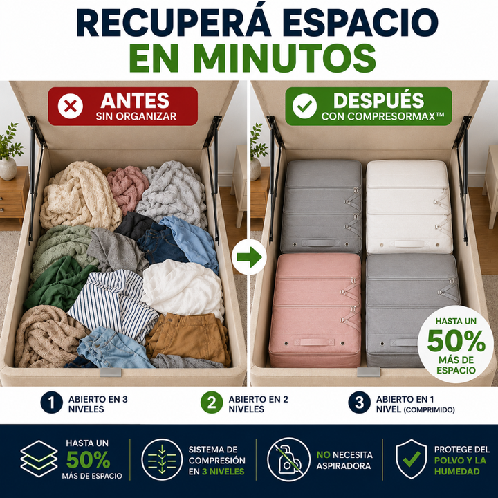 CompresorMax | Organizador XXL de Ropa (Llevás 2 y Pagás 1)