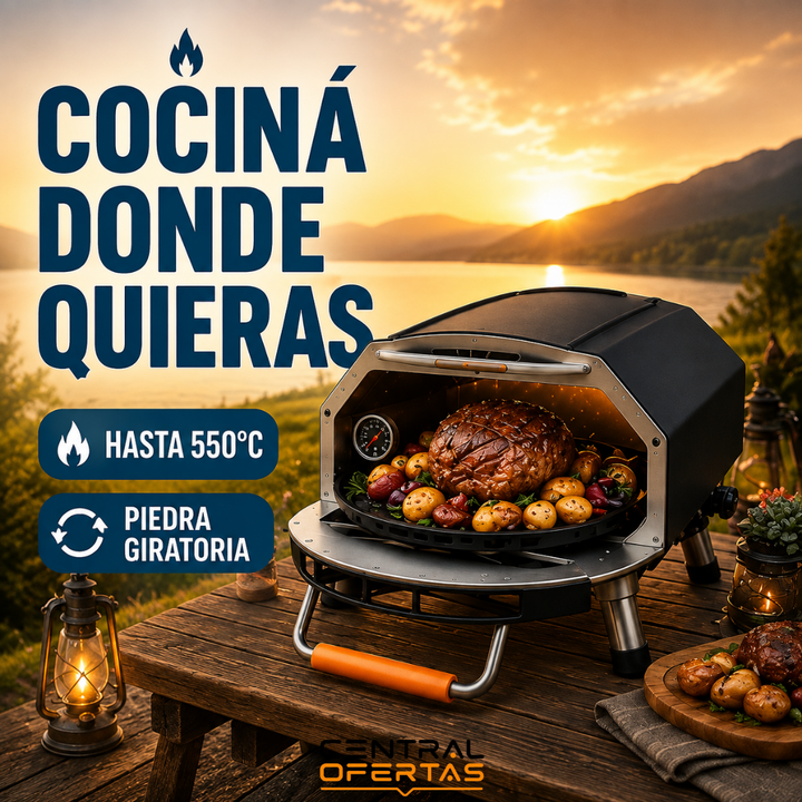 (PROMOCIÓN DE LA SEMANA) Horno Portátil a Gas con Piedra Giratoria y Puerta
