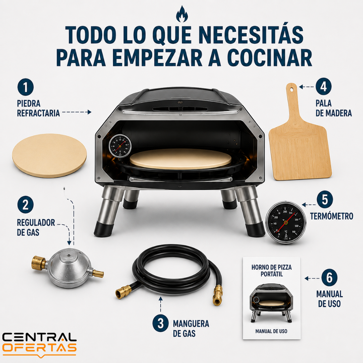 (PROMOCIÓN DE LA SEMANA) Horno Portátil a Gas con Piedra Giratoria y Puerta